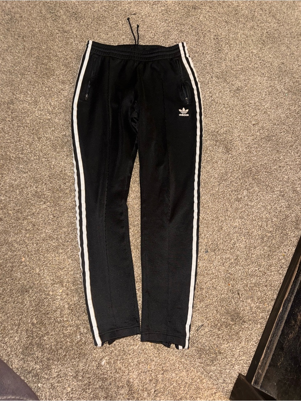 adidas Black Joggers with White Side Stripes